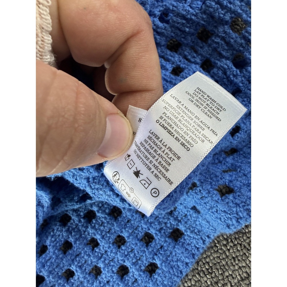 Rails Sweater Womens XS Blue Louiza Crochet Floral V Neck Bell Sleeve Open Knit - Picture 8 of 10
